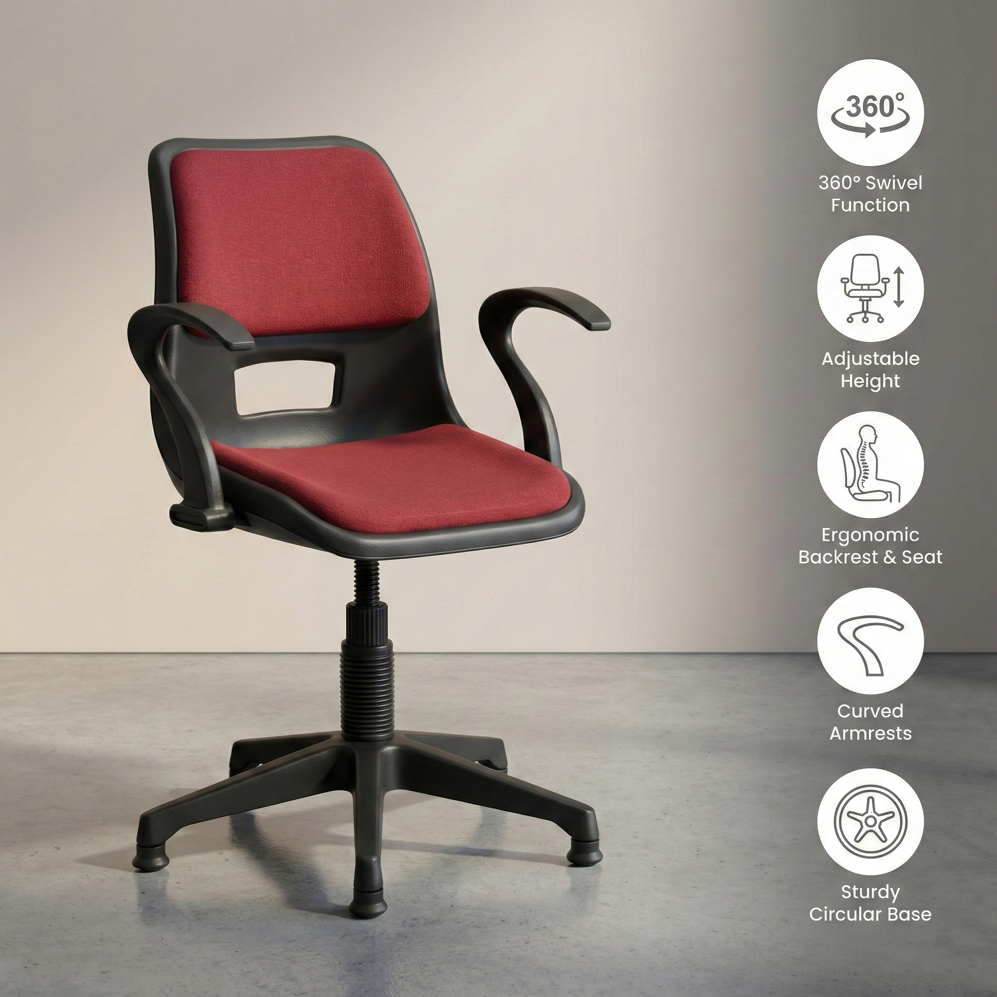 SAAB S-208-MSAC Shell Holo Revolving Chair with Arms, Cushion and Mechanical Jack