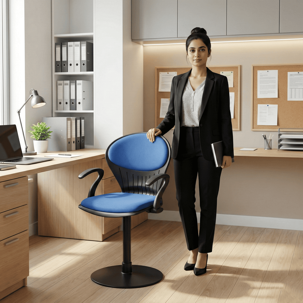 SAAB S-15-MPAC Peacock Shell Revolving Chair with Arms & Cushion and Mechanical Jack