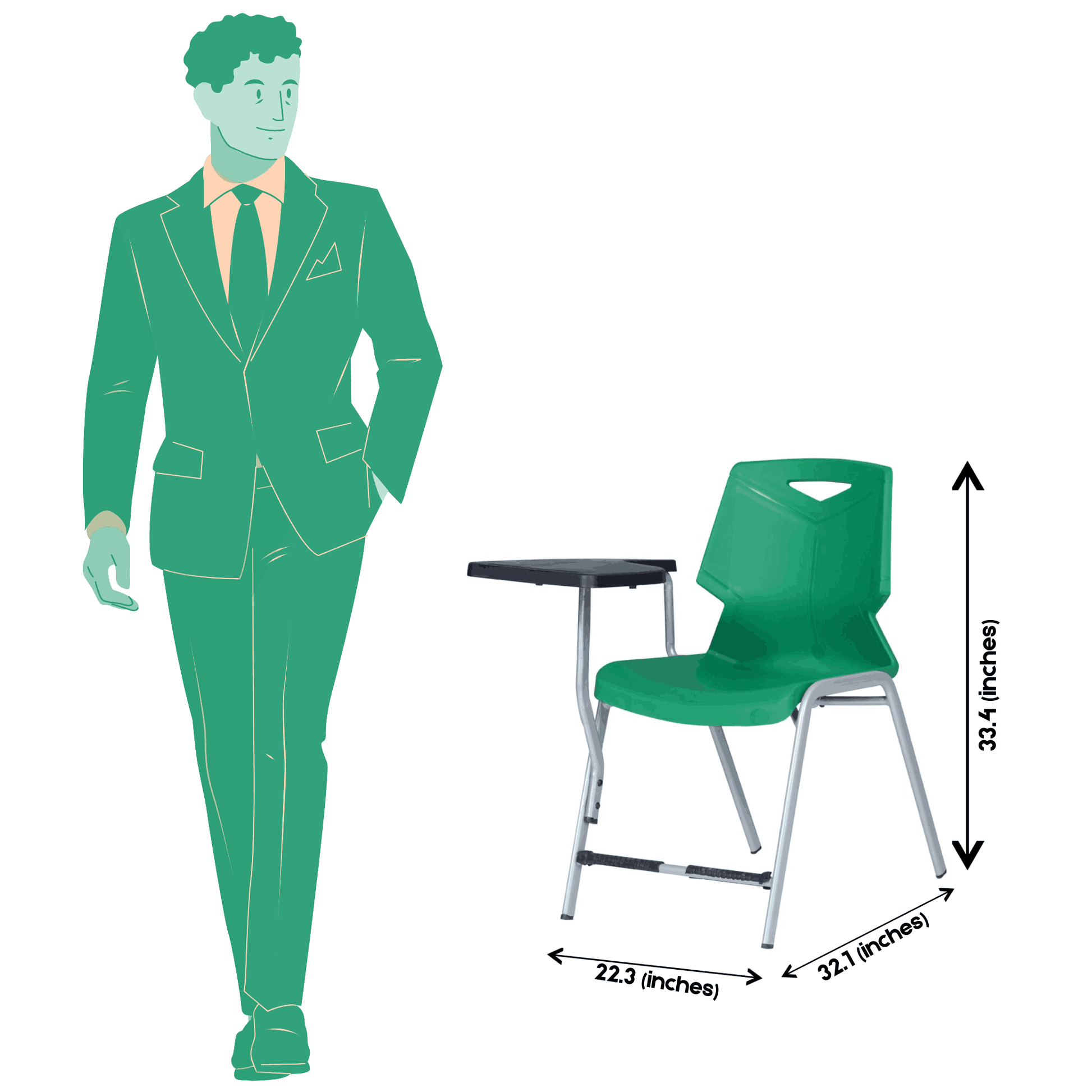 Green Shell Study Chair S-195-S