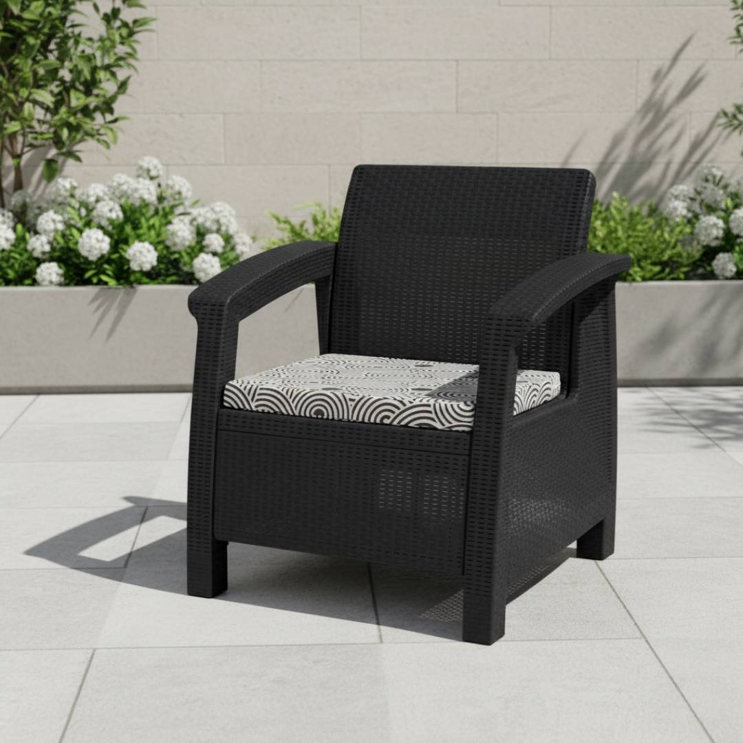 SAAB Newly Designed Rattan Allegra Single Seater Sofa with Printed Cushions SAAB SP-372