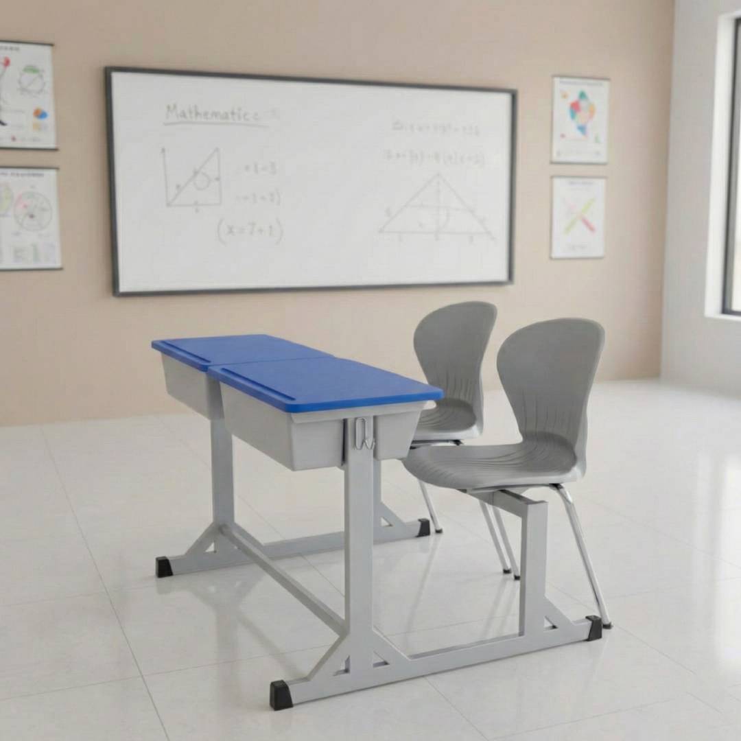 SAAB S-442 Joint Peacock Bench Desk with Plastic Top & Boxes 2-Seater