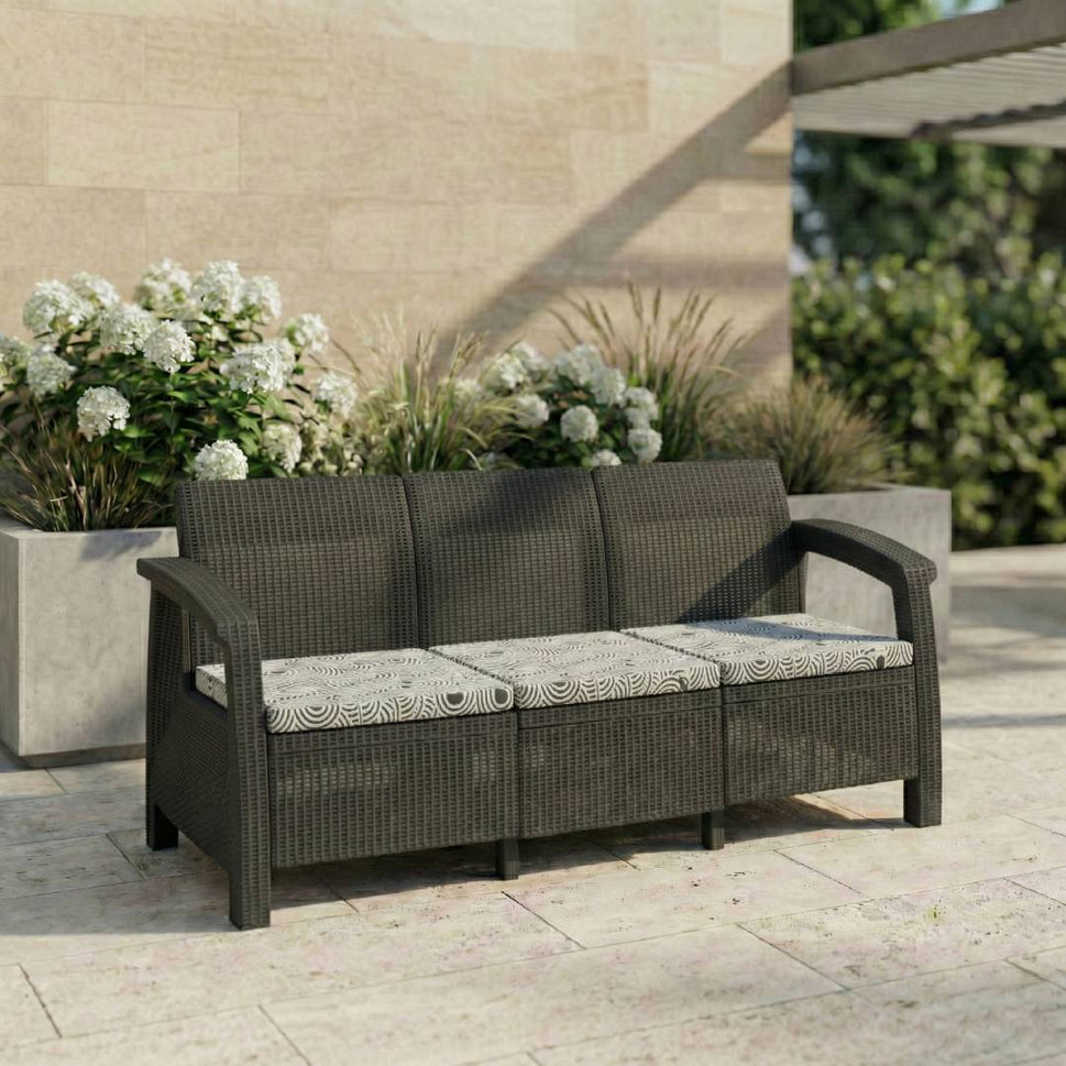SAAB Newly Designed Rattan Allegra 3 Seater Sofa with Printed Cushions SAAB SP-375