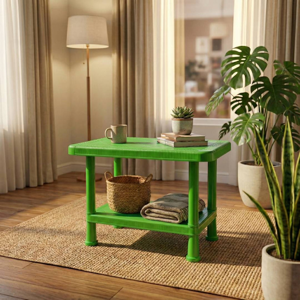 SAAB SP-328 Full Plastic Double Shelf Baby Rattan Table