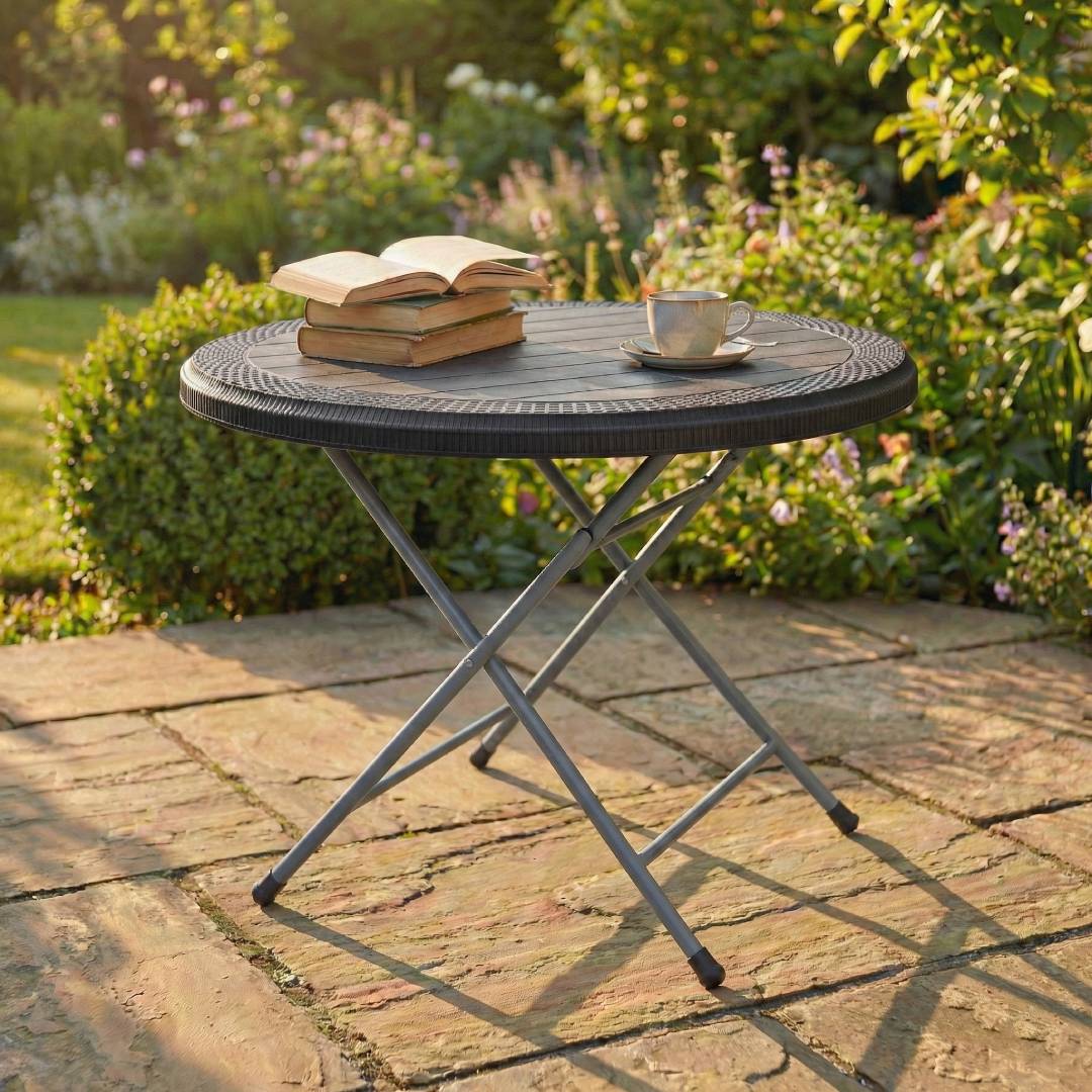 SAAB SP-215-RT STEEL PLASTIC RATTAN ROUND TABLE