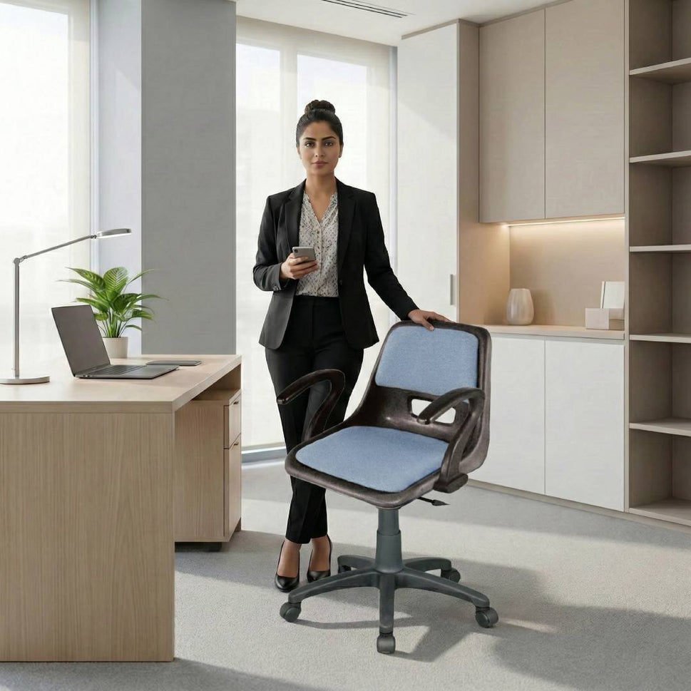 SAAB S-208-HAC Shell Holo Revolving Chair With Arms, Cushion And Hydraulic Jeck