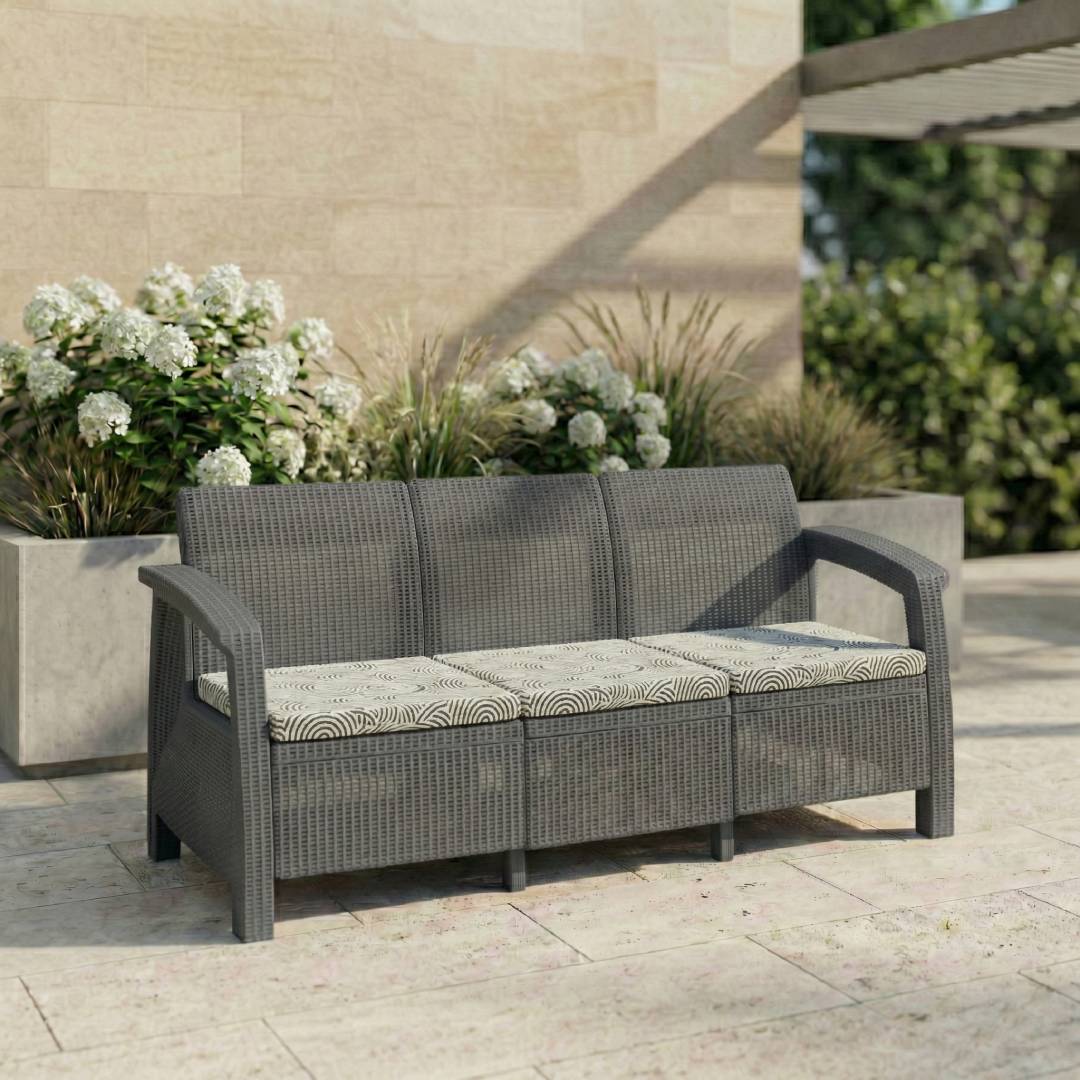 SAAB Newly Designed Rattan Allegra 3 Seater Sofa with Printed Cushions SAAB SP-375