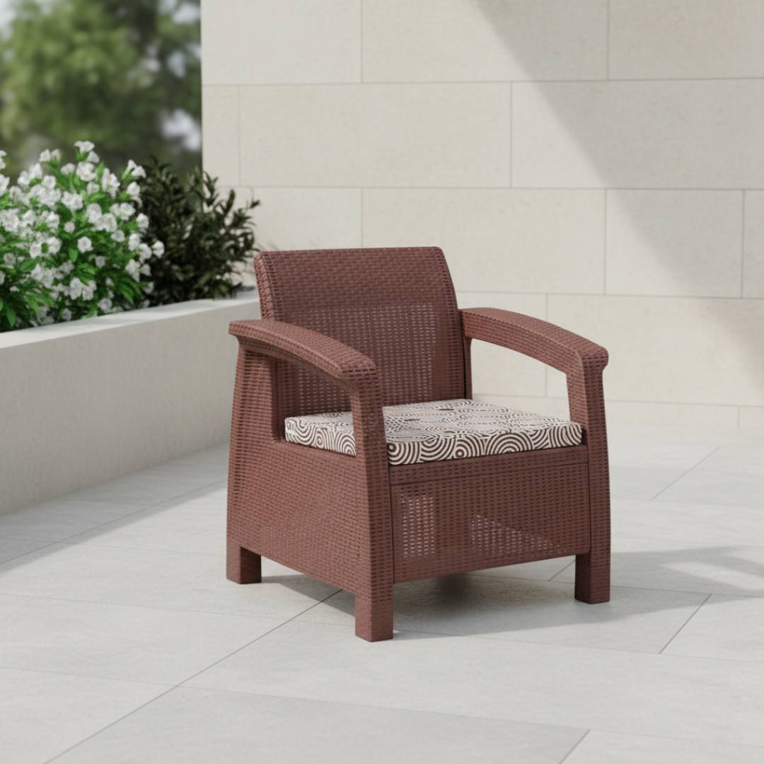 SAAB Newly Designed Rattan Allegra Single Seater Sofa with Printed Cushions SAAB SP-372