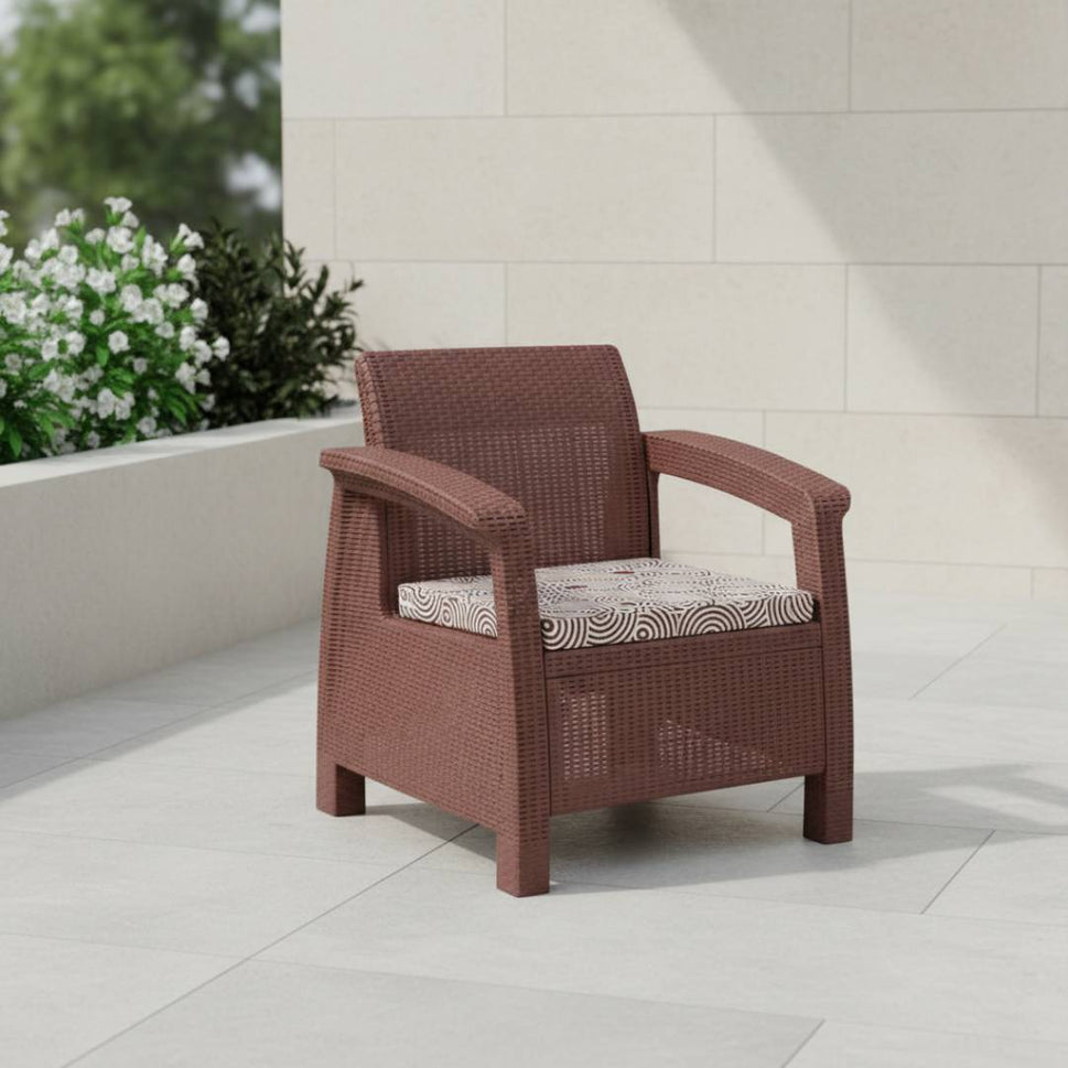 SAAB Newly Designed Rattan Allegra Single Seater Sofa with Printed Cushions SAAB SP-372