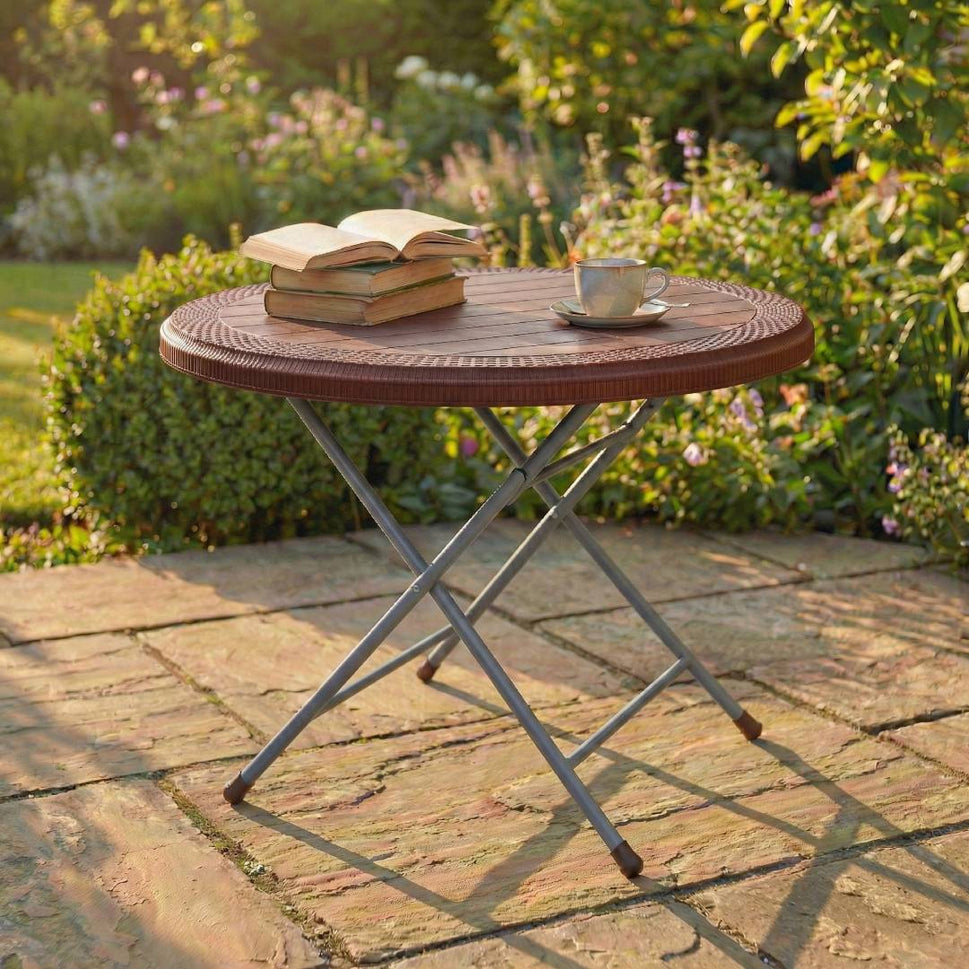 SAAB SP-215-RT STEEL PLASTIC RATTAN ROUND TABLE