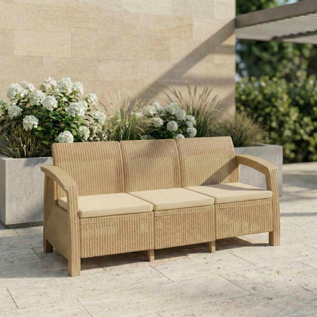 SAAB Newly Designed Rattan Allegra 3 Seater Sofa with Printed Cushions SAAB SP-375