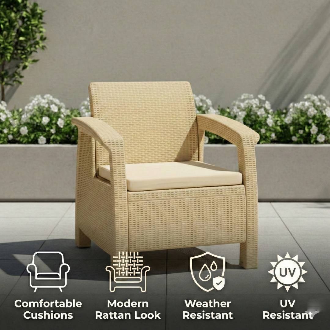 SAAB Newly Designed Rattan Allegra Single Seater Sofa with Printed Cushions SAAB SP-372