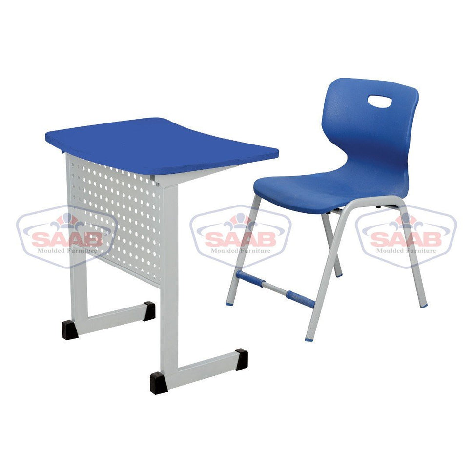SAAB S-914 One Seater Desk Iron Frame Front Jali And Fiber Top Small