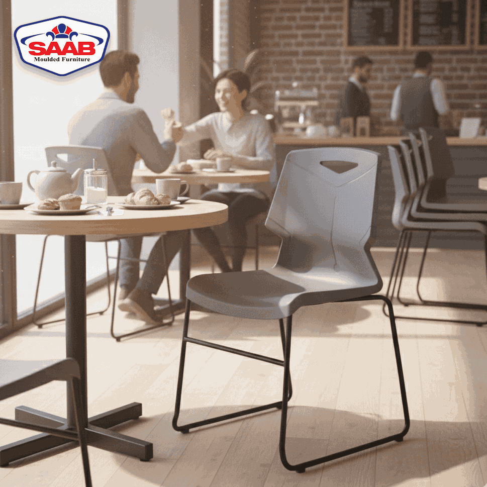 SAAB S-195-U Stackable Office Meeting Chair – Durable Steel Frame Visitor Chair for Conference Rooms, Halls & Events