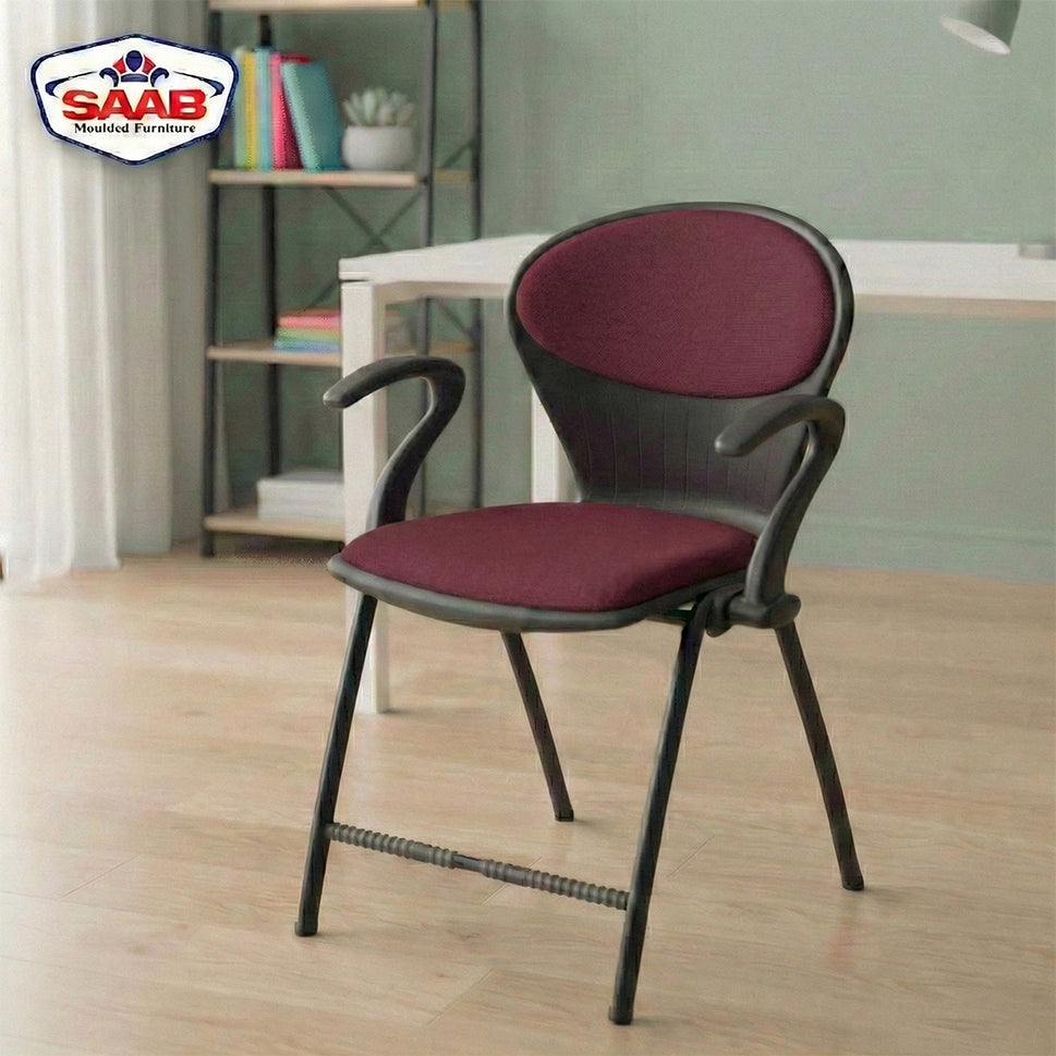 SAAB S-06-AC Steel Plastic Pecock Shell Chair with Arms & Cushion