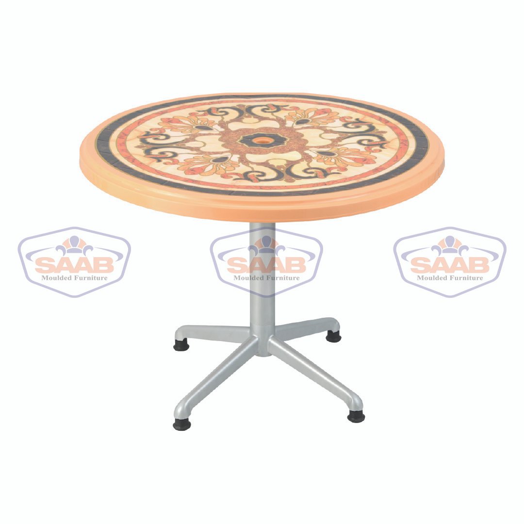Steel Plastic Round Table With Sticker SAAB SP-290-S