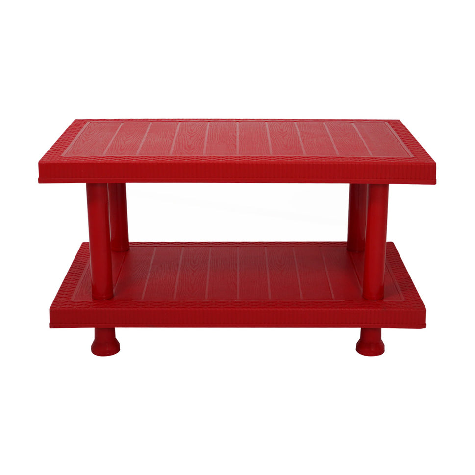 SAAB SP-329 Full Plastic Double Shelf Large Rattan Table