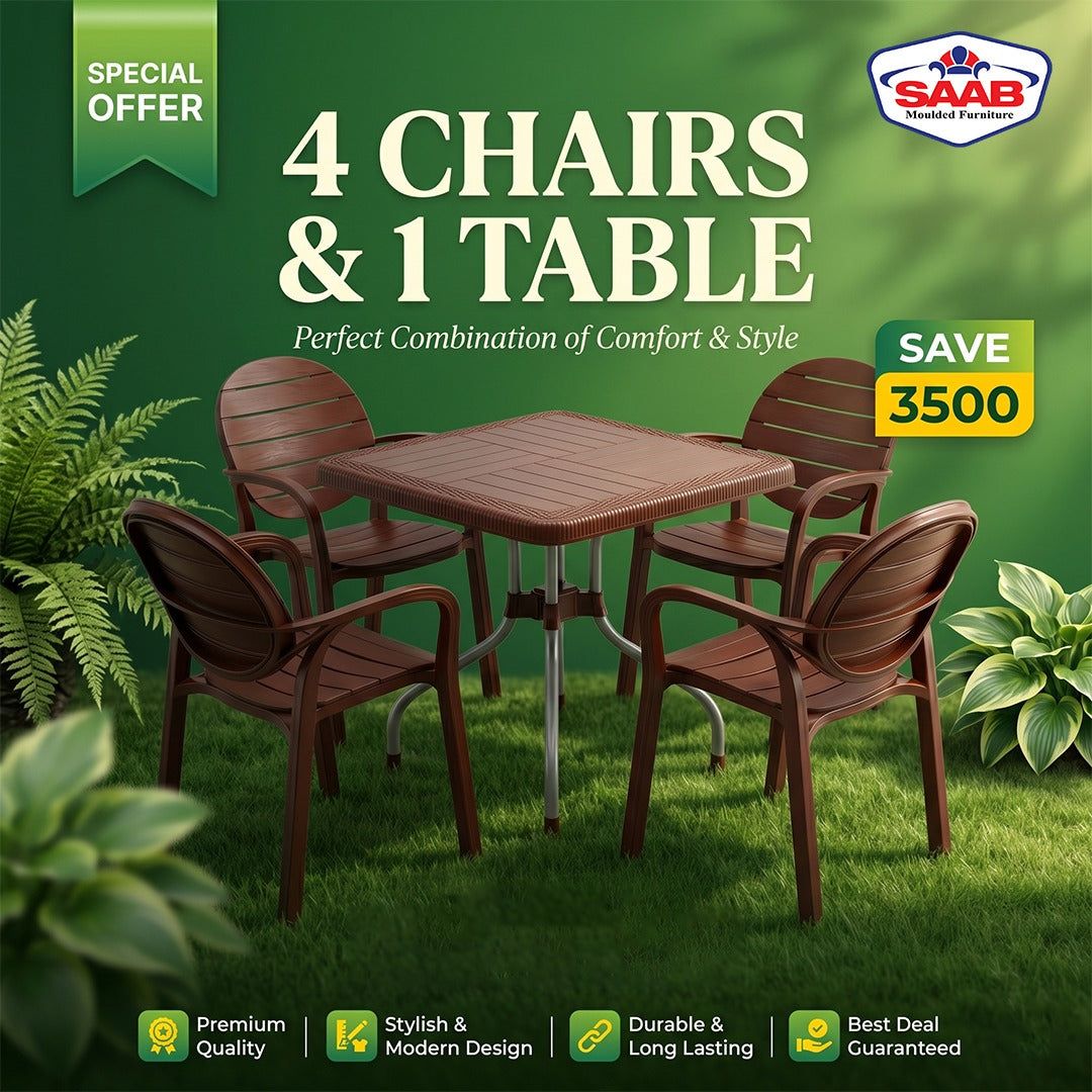 SPECTRUM PATTI CHAIRS SET MODEL SP-675 CHAIRS AND TABLE