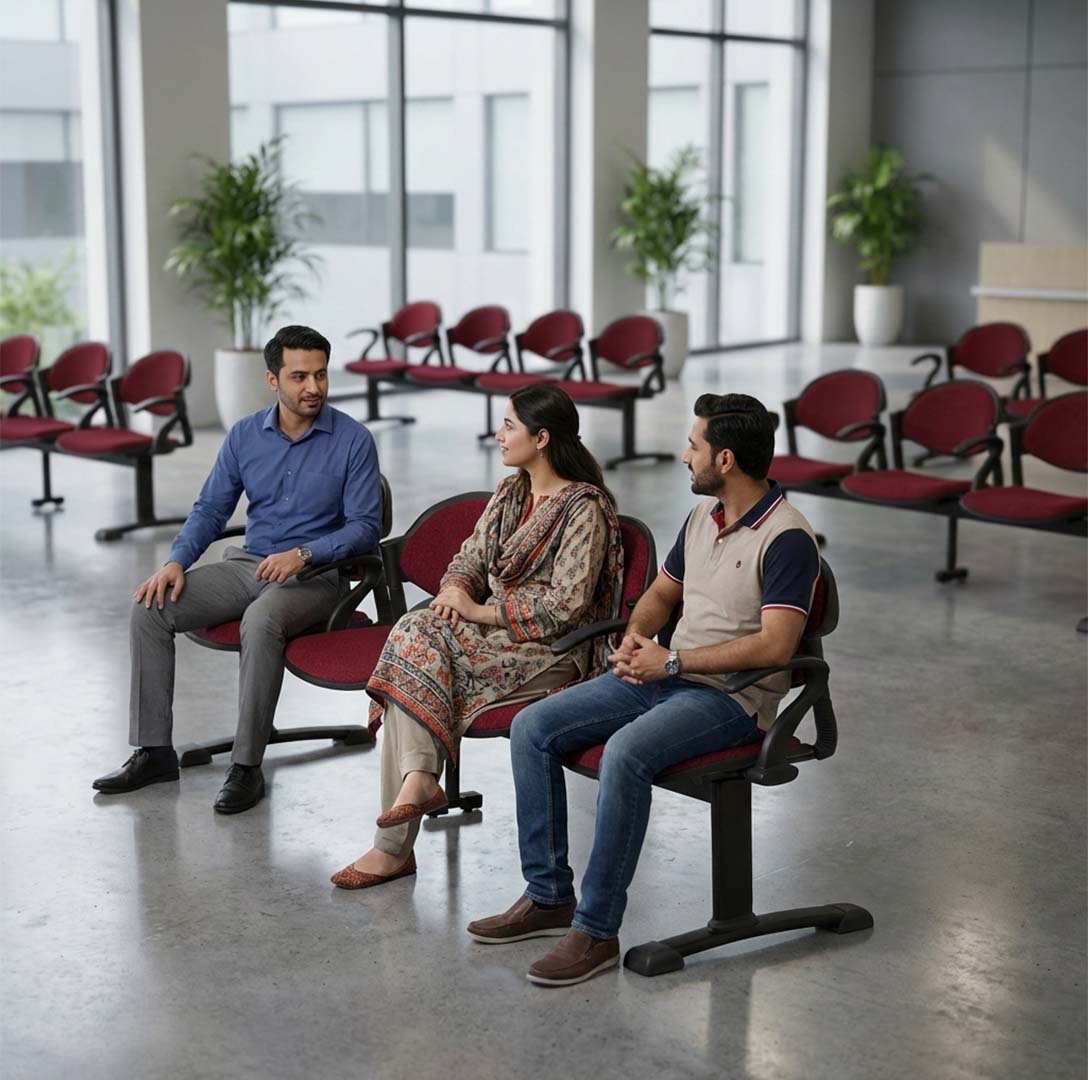 Visitor Sofa 4-Seater Double Channel with Cushion & Arms Model S-10-HAC