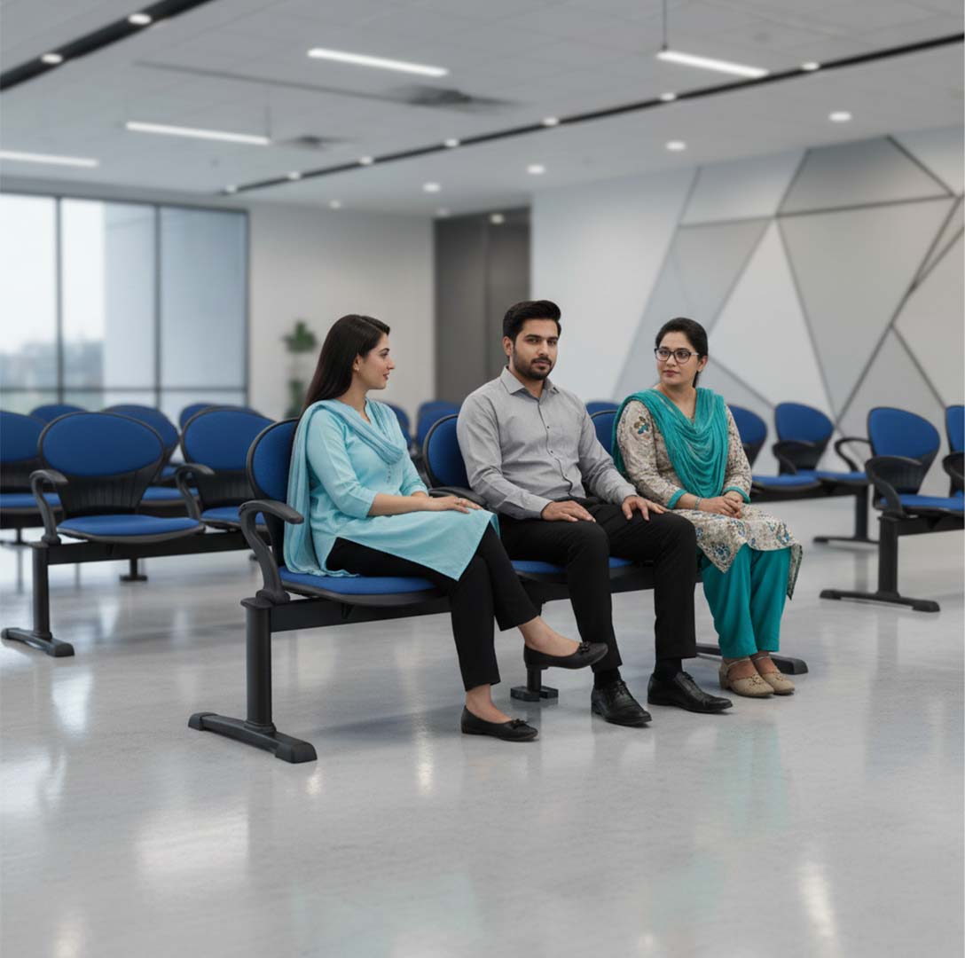 SAAB S-257-HAC Peacock Visitor Sofa 4-Seater Double Channel with Arms & Cushion