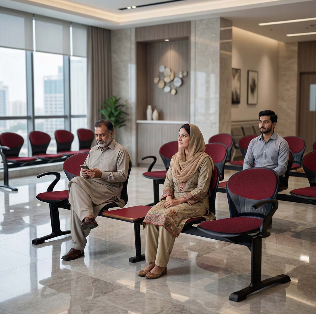 SAAB S-257-HACT Peacock Visitor Sofa 4-Seater Double Channel with Arms and Cushion