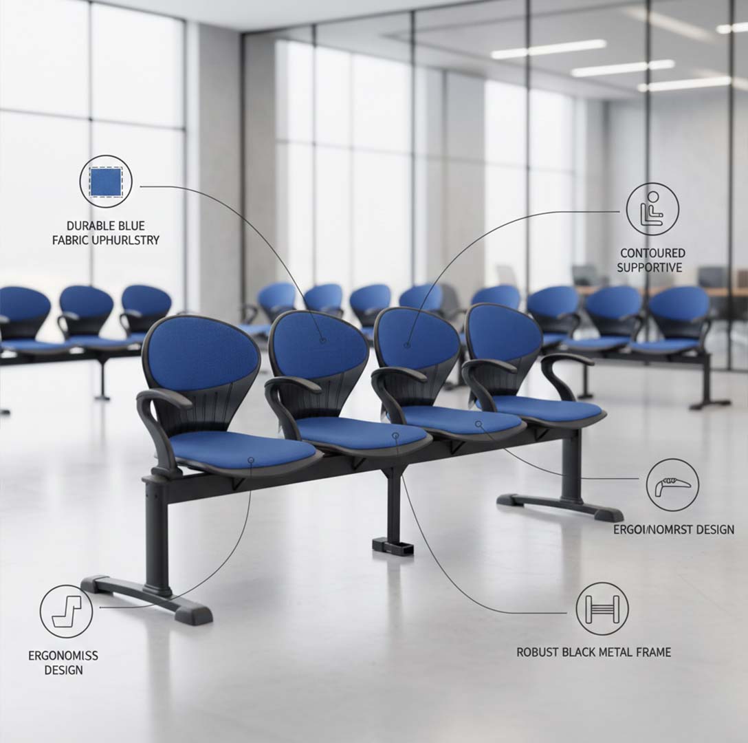 SAAB S-257-HAC Peacock Visitor Sofa 4-Seater Double Channel with Arms & Cushion