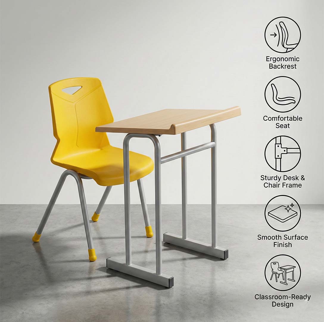 SAAB S-920 One Seater Desk Iron Frame U Shape And Fiber Top Small