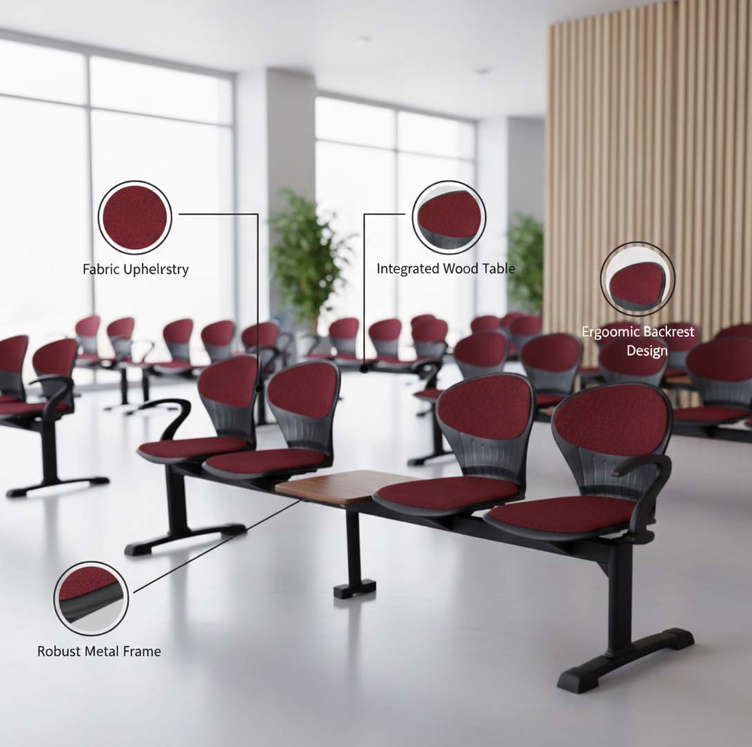 SAAB S-257-HACT Peacock Visitor Sofa 4-Seater Double Channel with Arms and Cushion