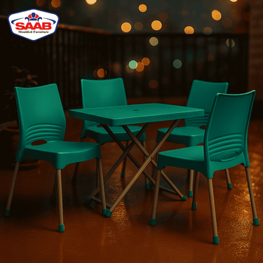 Steel Plastic Chairs and Table Set