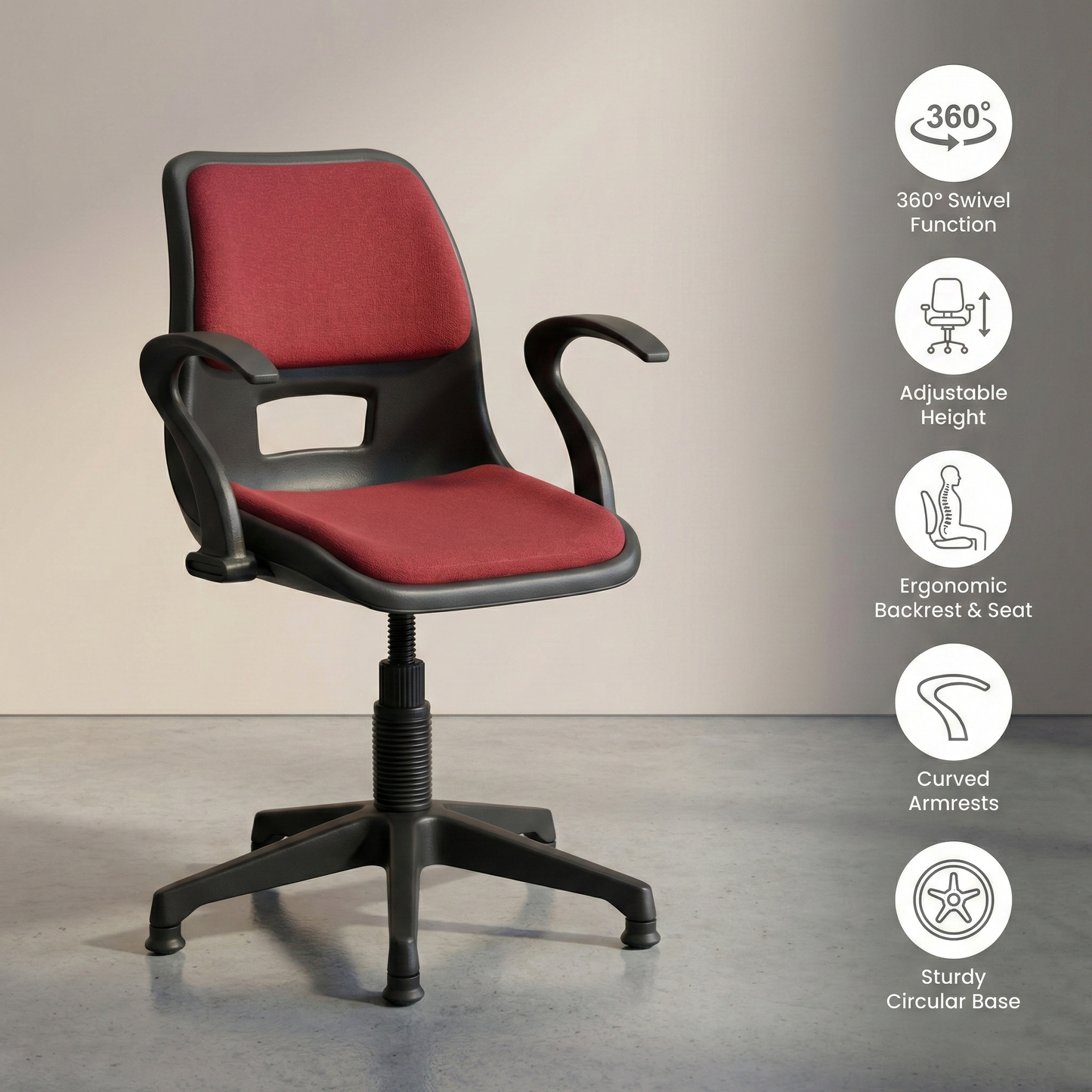 SAAB S-208-MSAC Shell Holo Revolving Chair with Arms, Cushion and Mechanical Jack