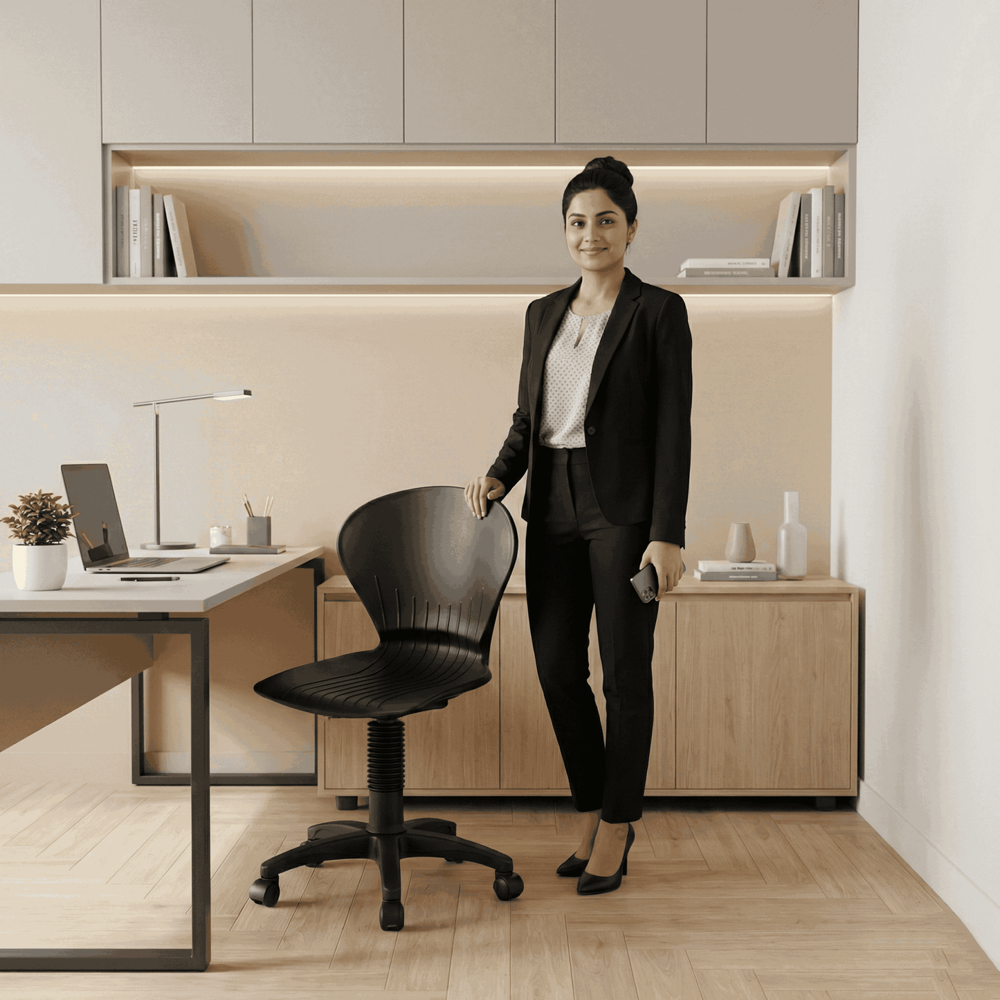 Peacock Shell Revolving Chair with Mechanical Jack SAAB S-15-M