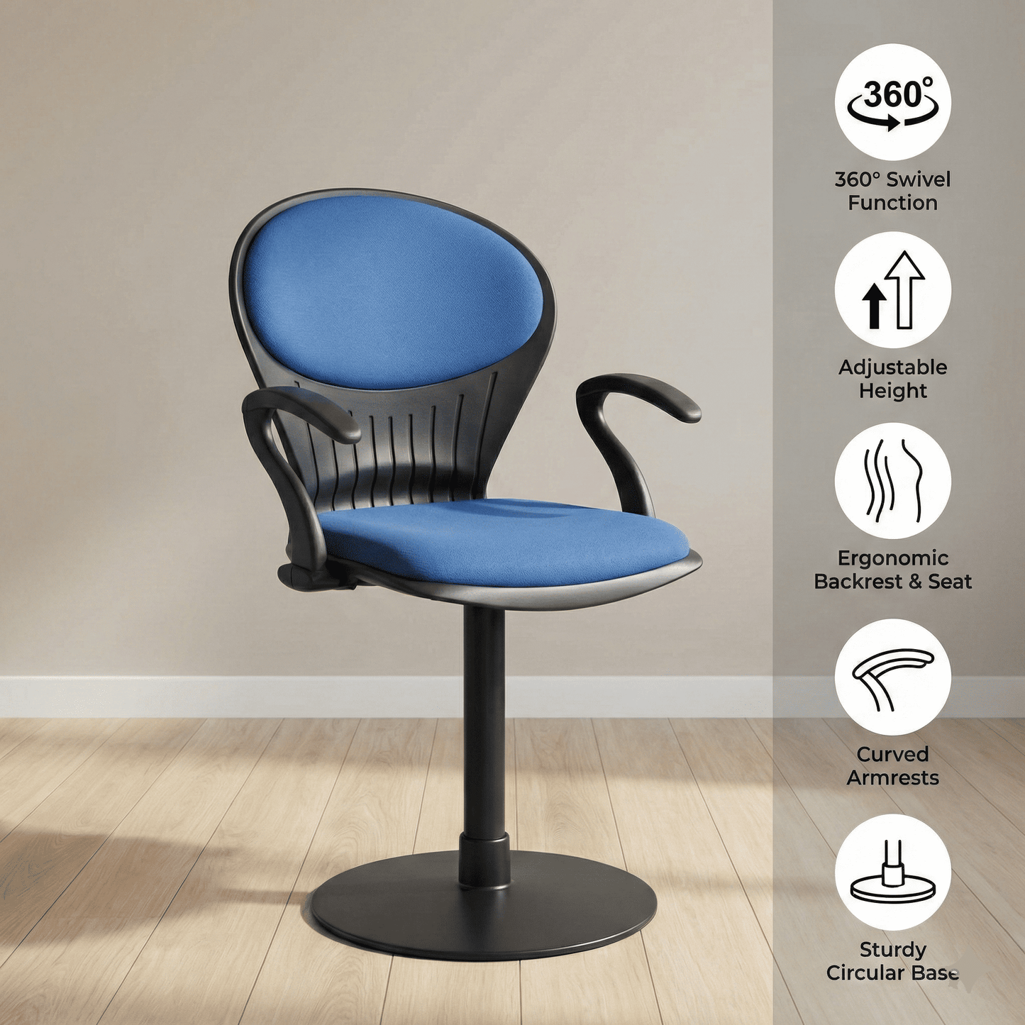 SAAB S-15-MPAC Peacock Shell Revolving Chair with Arms &amp; Cushion and Mechanical Jack