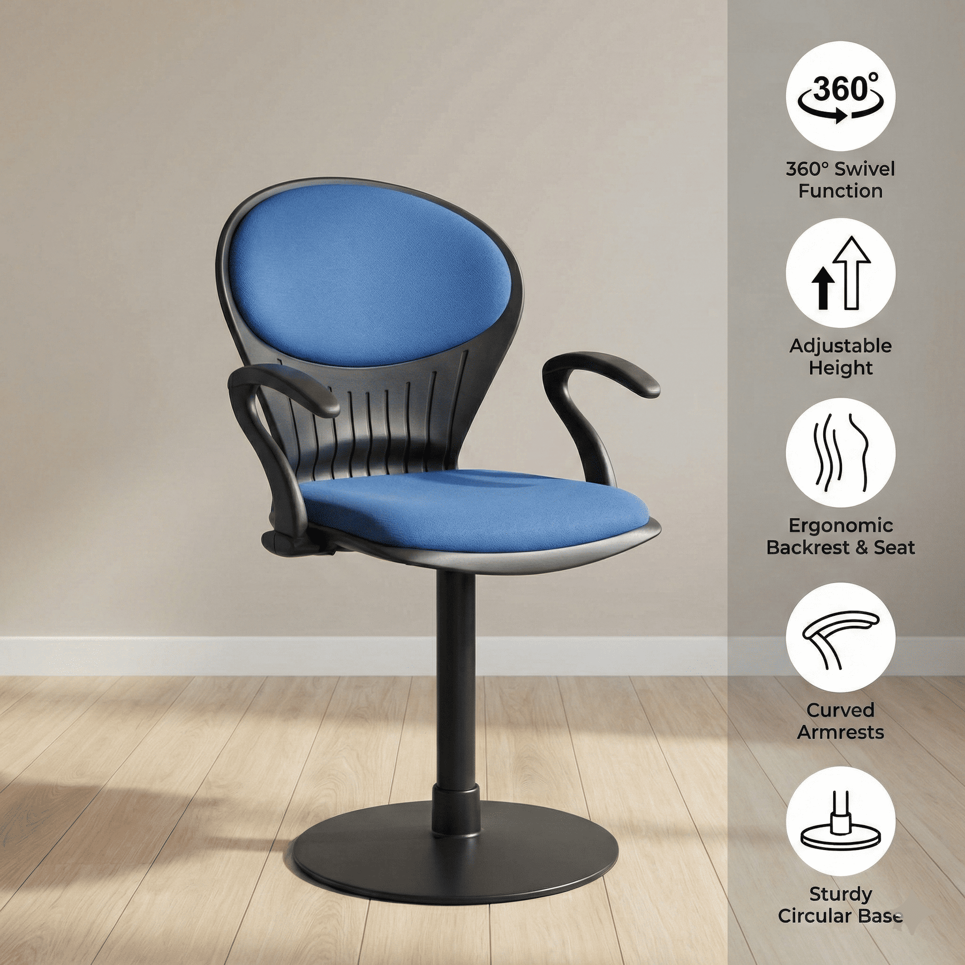 SAAB S-15-MPAC Peacock Shell Revolving Chair with Arms &amp; Cushion and Mechanical Jack