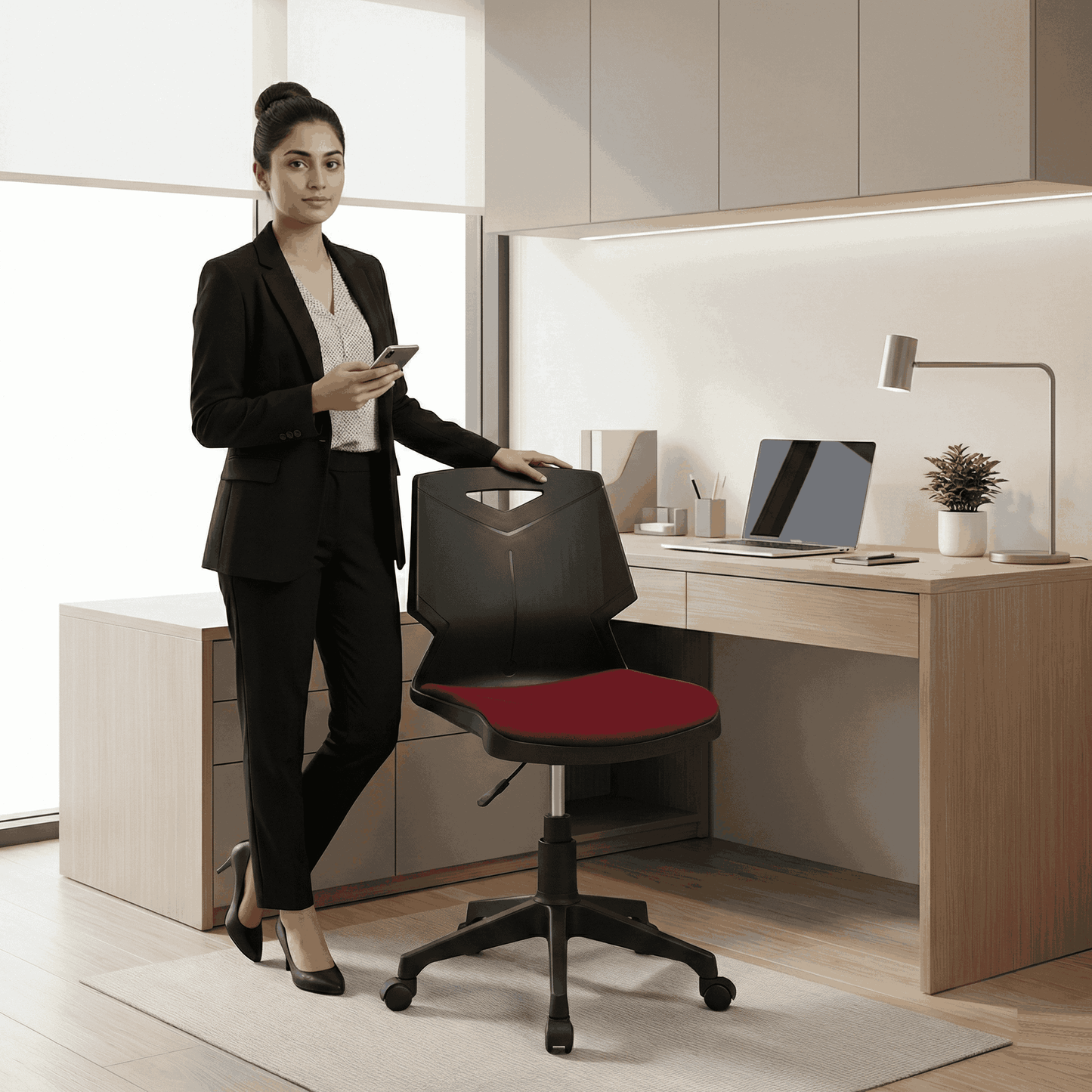 Green Shell Revolving Chair with Cushioned Seat SAAB S-17-HC