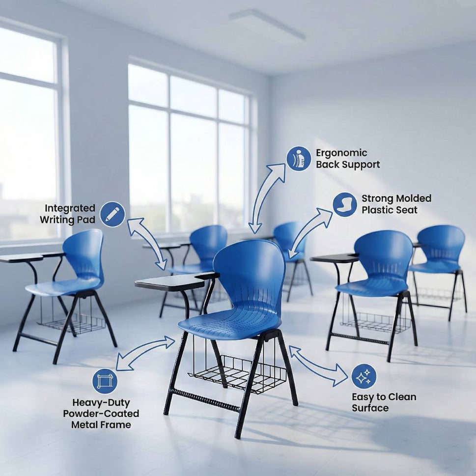 SAAB S-06-SB Peacock Shell Study Chair with Bookshelf