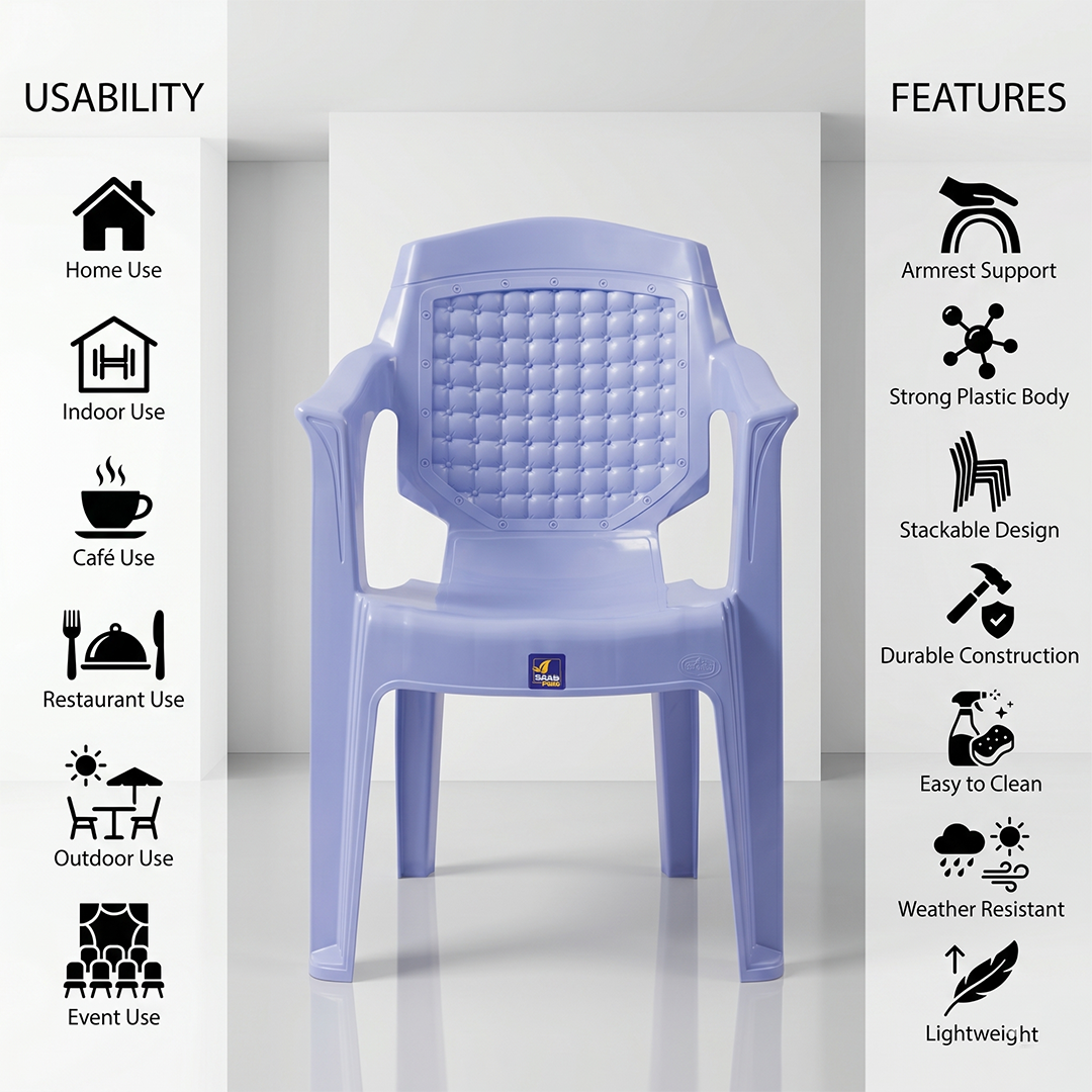 SAAB Full Plastic Patti Chair Model SAAB SP-831