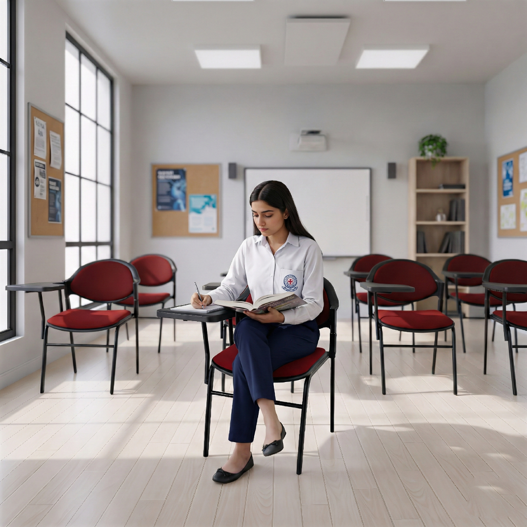 SAAB S-02-SC Comforto Study Chair with Cushion Vertical Pipe