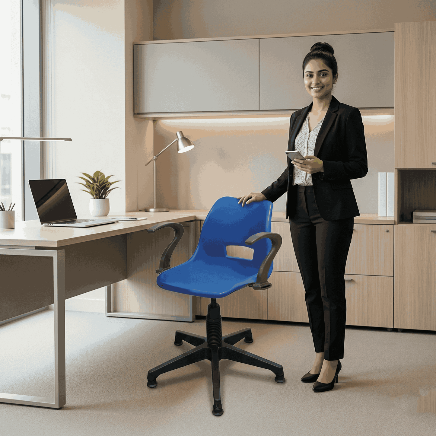 SAAB S-208-MSA Shell Holo Revolving Chair with Arms and Mechanical Jack