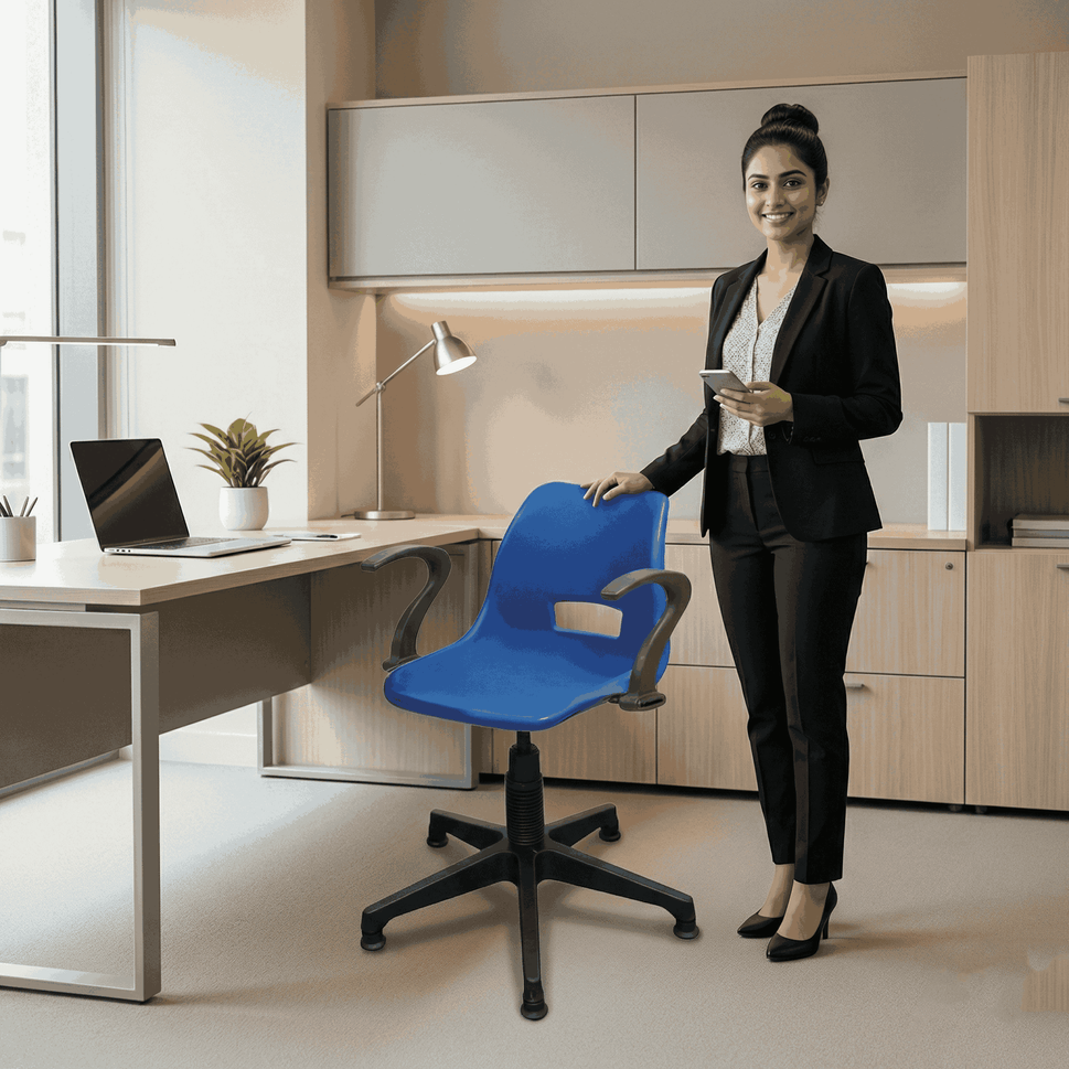 SAAB S-208-MSA Shell Holo Revolving Chair with Arms and Mechanical Jack