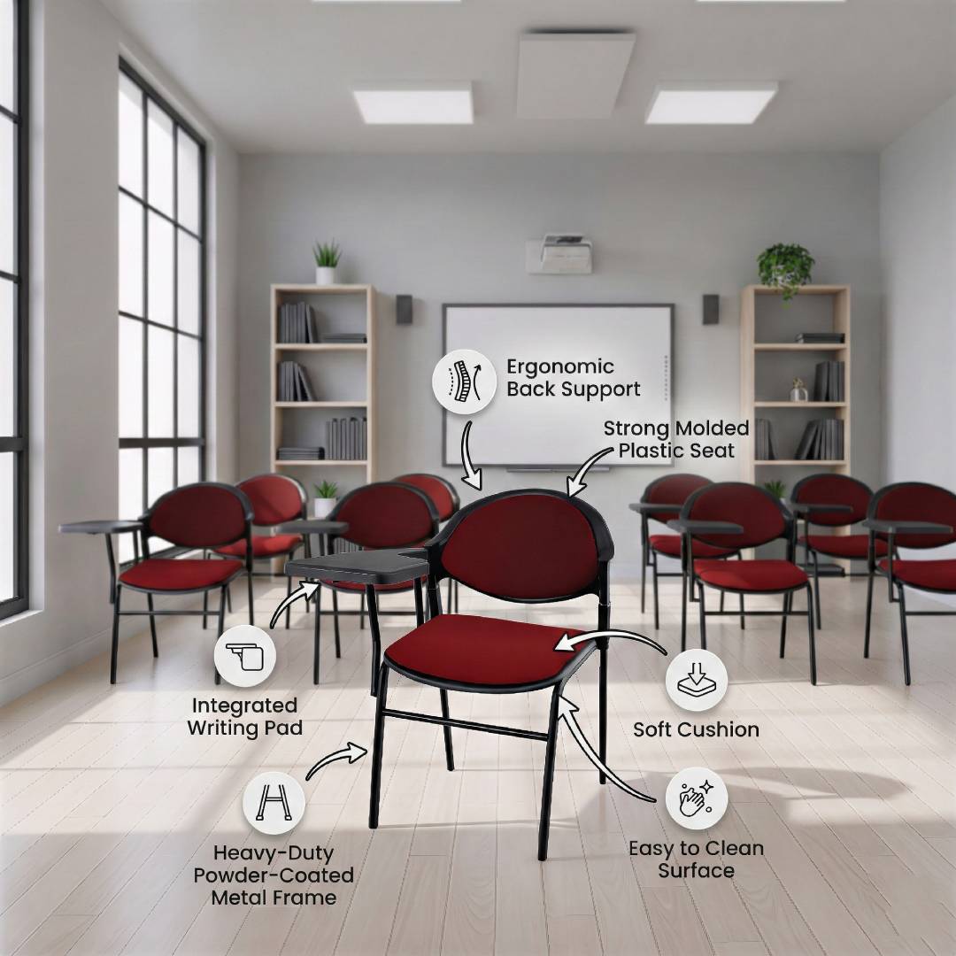 SAAB S-02-SC Comforto Study Chair with Cushion Vertical Pipe