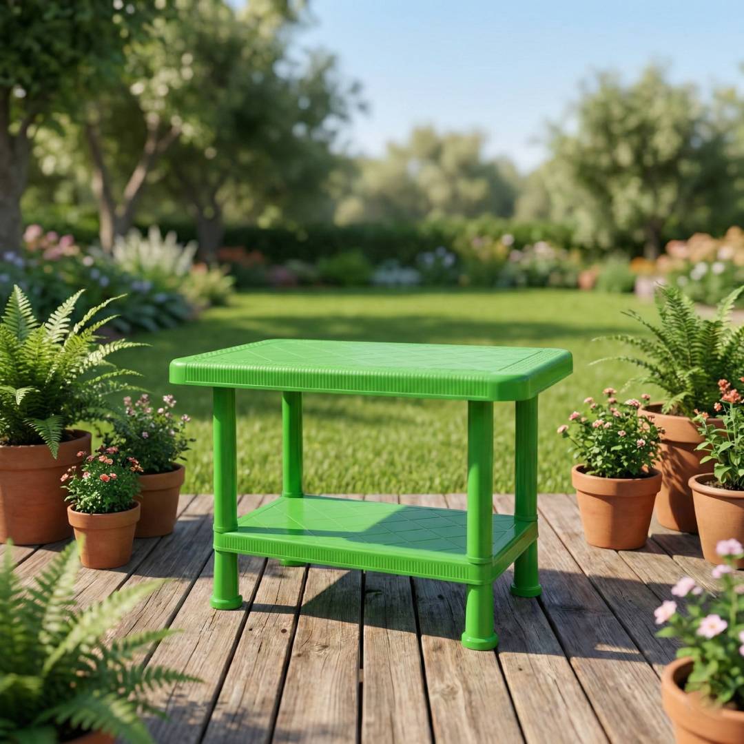 SAAB SP-328 Full Plastic Double Shelf Baby Rattan Table