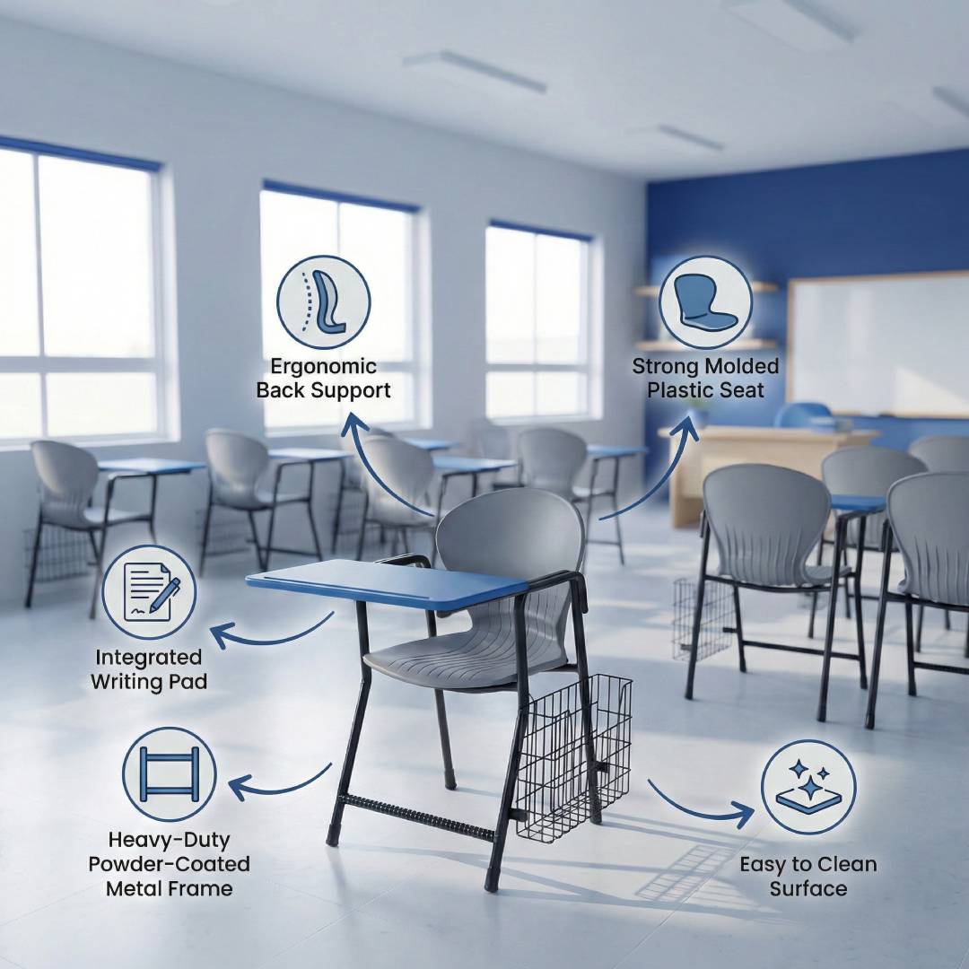 Peacock Shell Desk Shelf Chair With Bookshelf SAAB S-06-DB