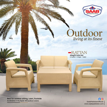 SAAB Rattan Allegra Sofa Set  (2 seaters + 2 Single Seaters + Table)