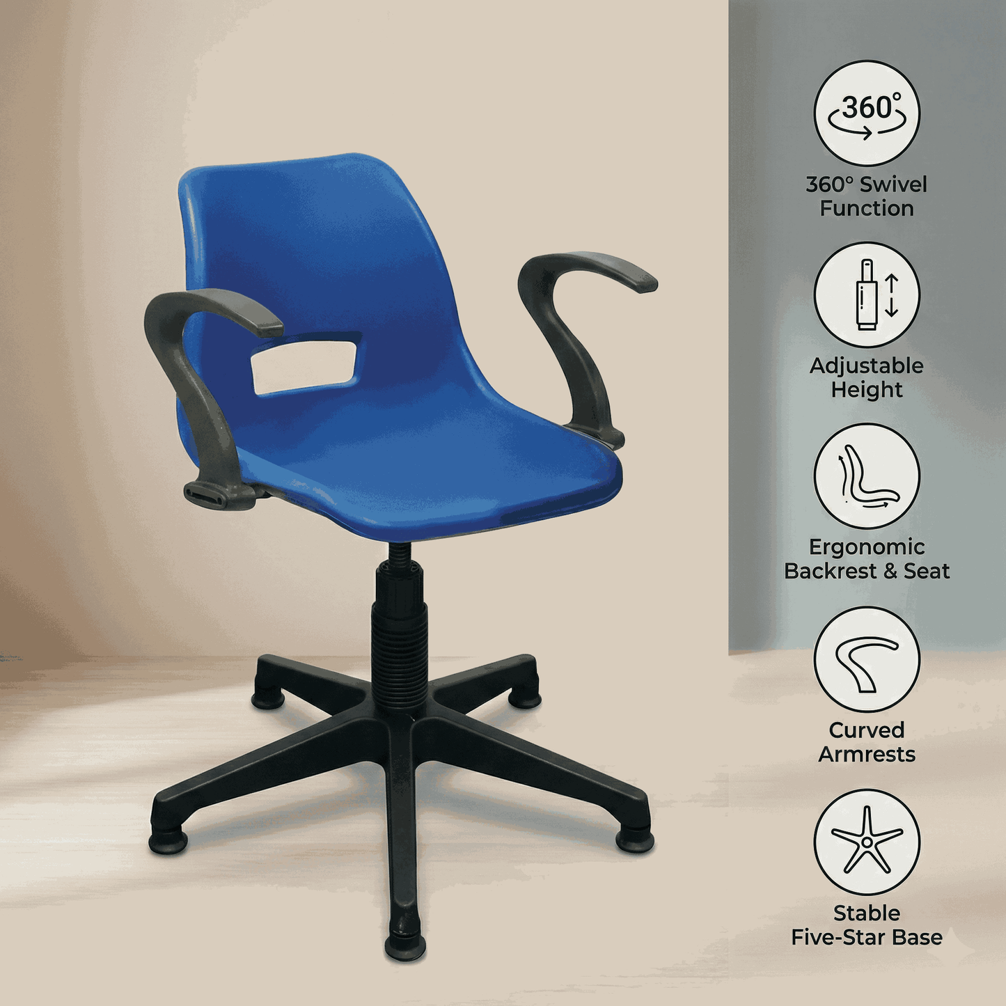 SAAB S-208-MSA Shell Holo Revolving Chair with Arms and Mechanical Jack