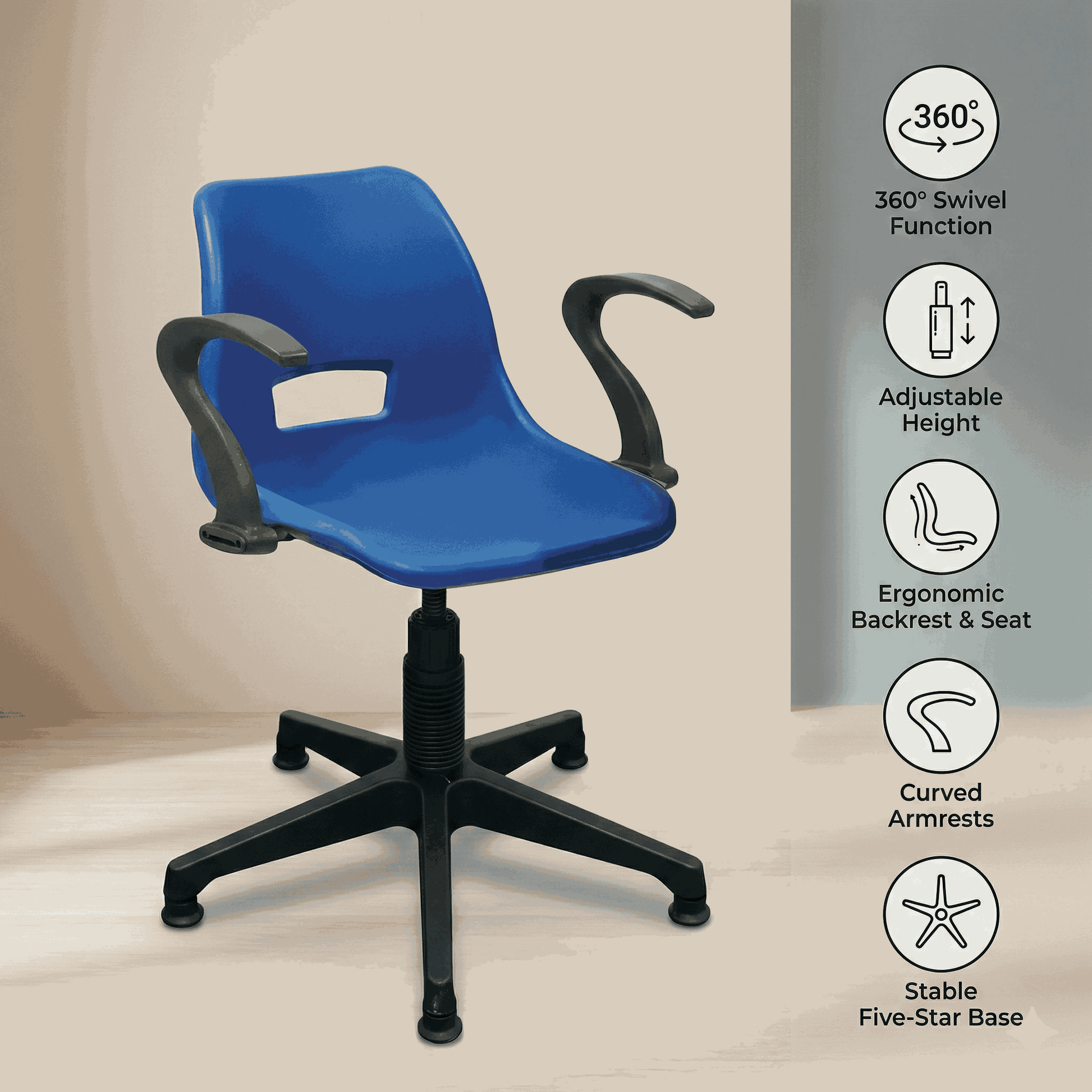 SAAB S-208-MSA Shell Holo Revolving Chair with Arms and Mechanical Jack