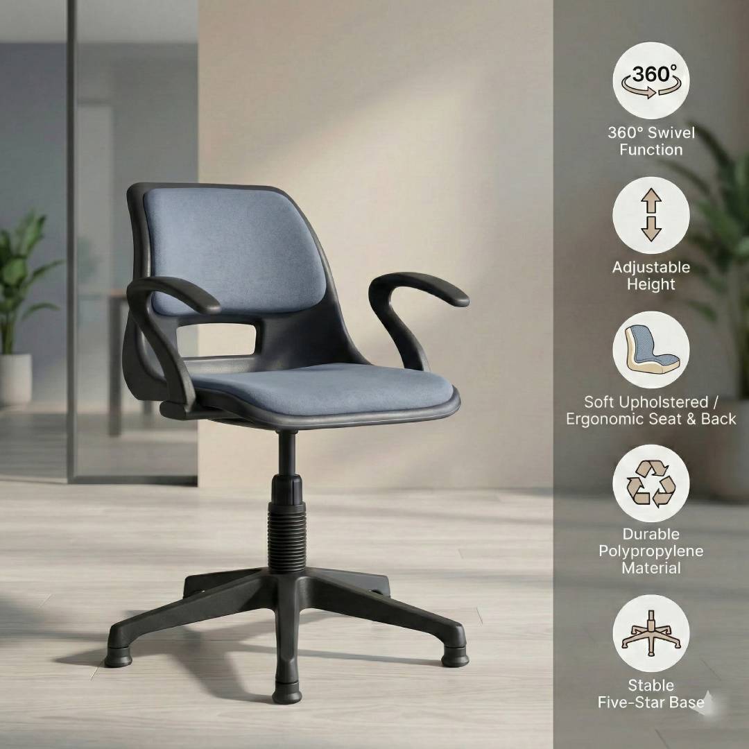 SAAB S-208-HAC Shell Holo Revolving Chair With Arms, Cushion And Hydraulic Jeck