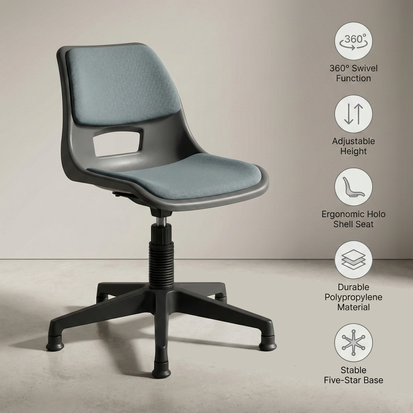 SAAB S-208-MC Shell Holo Revolving Chair with Mechanical Jack &amp; Cushion