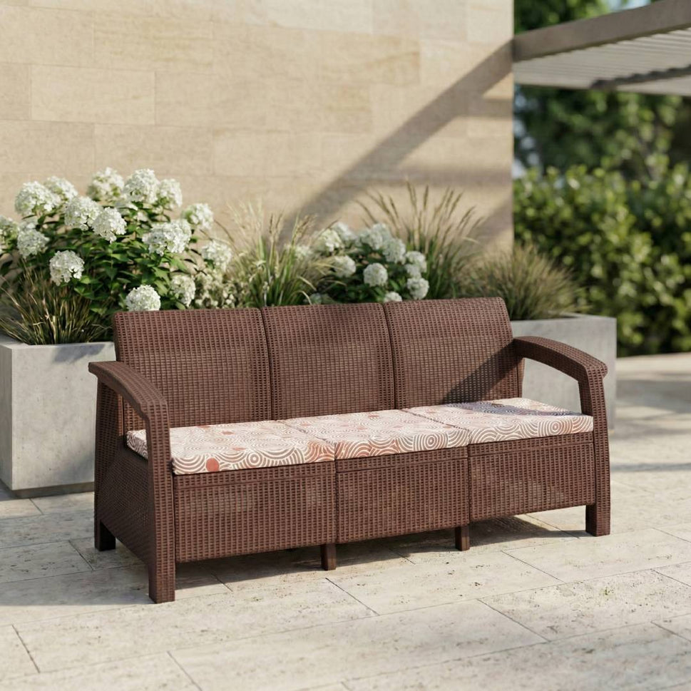 SAAB Newly Designed Rattan Allegra 3 Seater Sofa with Printed Cushions SAAB SP-375