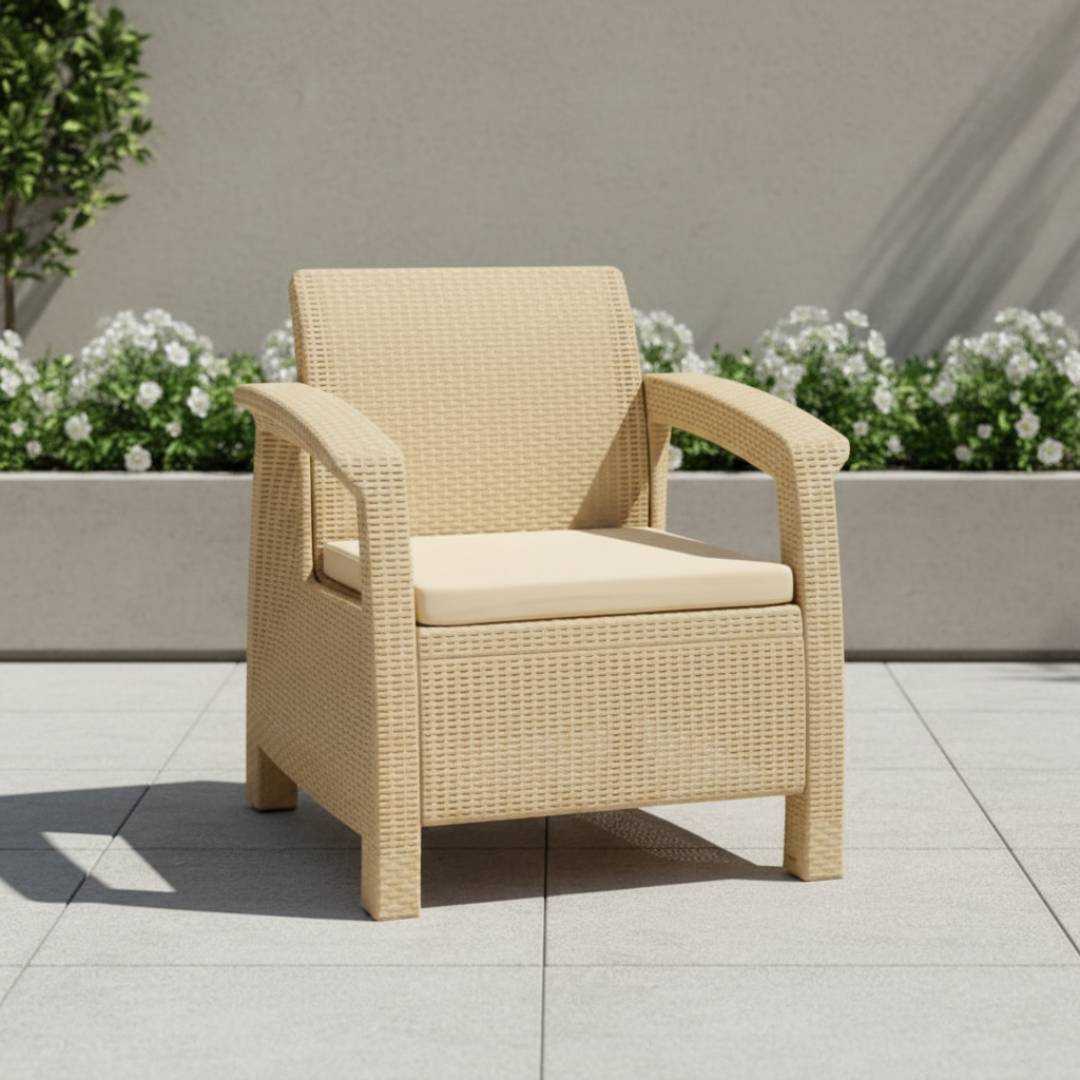 SAAB Newly Designed Rattan Allegra Single Seater Sofa with Printed Cushions SAAB SP-372