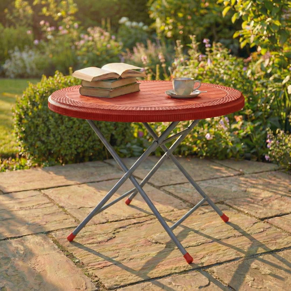 SAAB SP-215-RT STEEL PLASTIC RATTAN ROUND TABLE