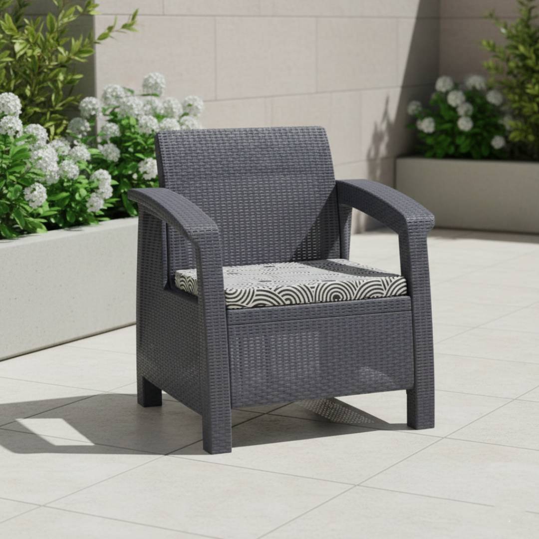 SAAB Newly Designed Rattan Allegra Single Seater Sofa with Printed Cushions SAAB SP-372